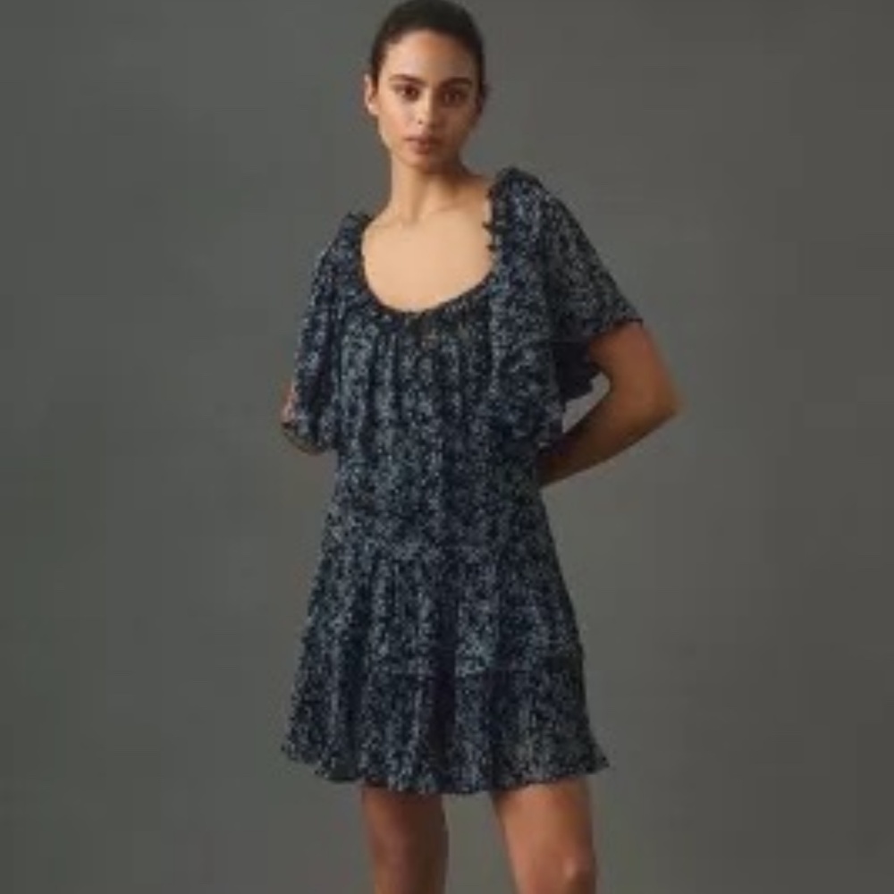 NWT: Anthropologie Pleated Floral swing tunic mini dress